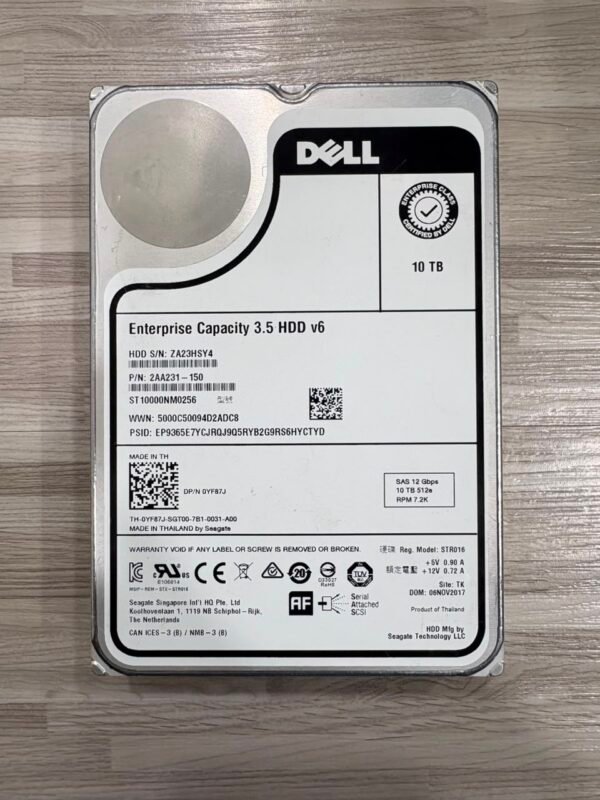HDD Server Dell Enterprise 10TB SAS 3.5" 7.2K v6 - Second Health 100%