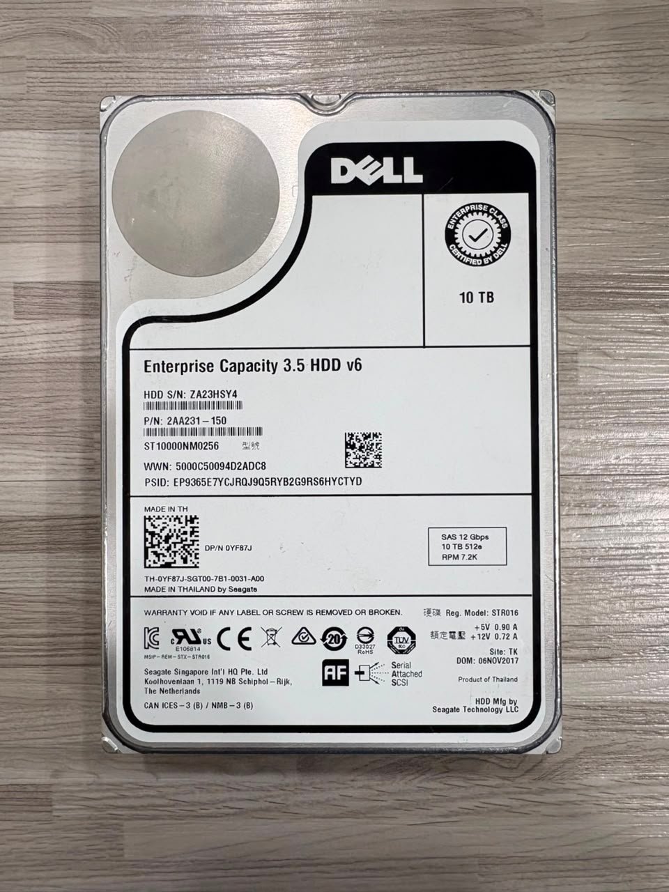 HDD Server Dell Enterprise 10TB SAS 3.5" 7.2K v6 - Second Health 100% - Image 1