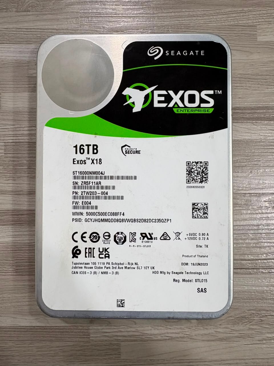 Seagate Exos X18 16TB SAS 3.5" Enterprise HDD Server ST16000NM004J - Second Health 100% - Image 1