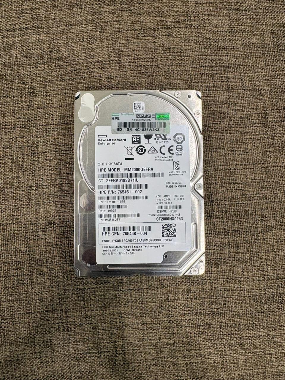 HPE HDD 2TB SATA 7.2K RPM 2,5"inch Enterprise Server - Image 1